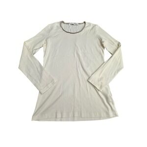 Fabiana Filippi Crew Sweater‎ Women's XL Silk Cashmere Ivory Long Sleeve #Q2-2